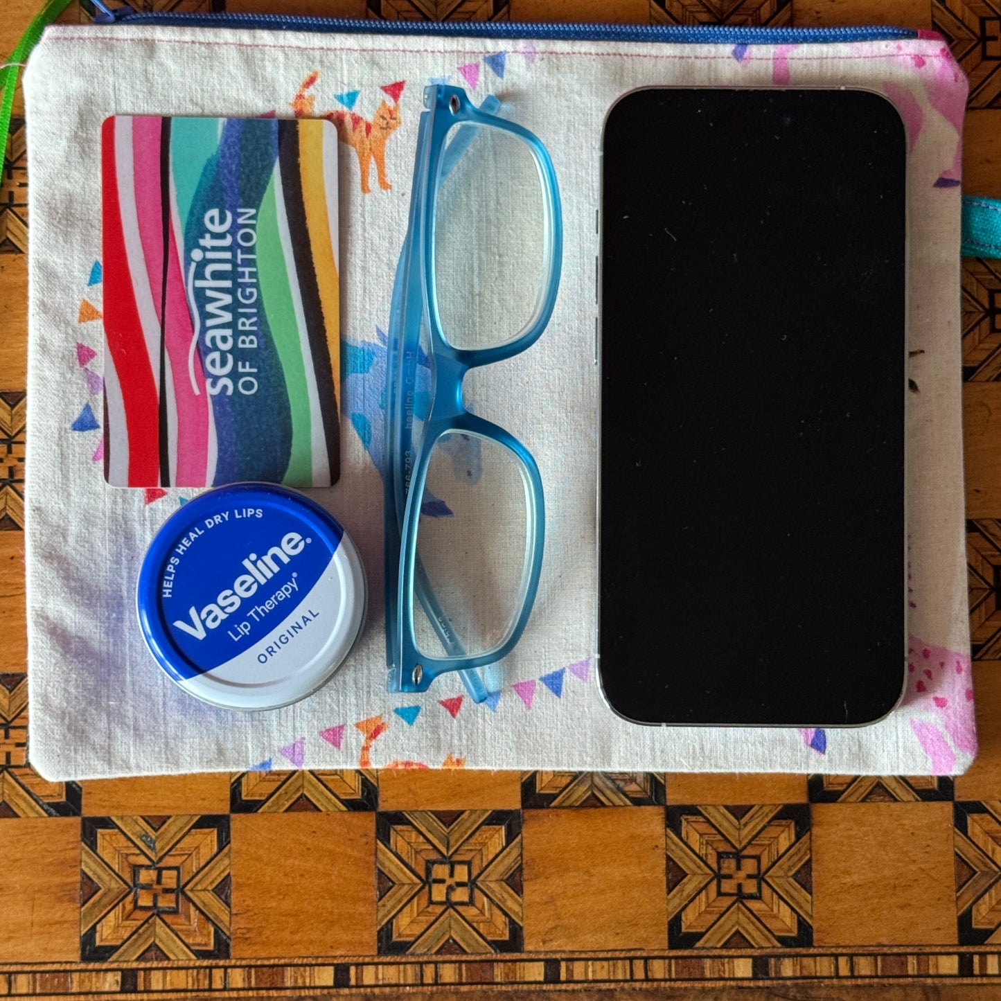 Blue and Pink Pony Purse Large