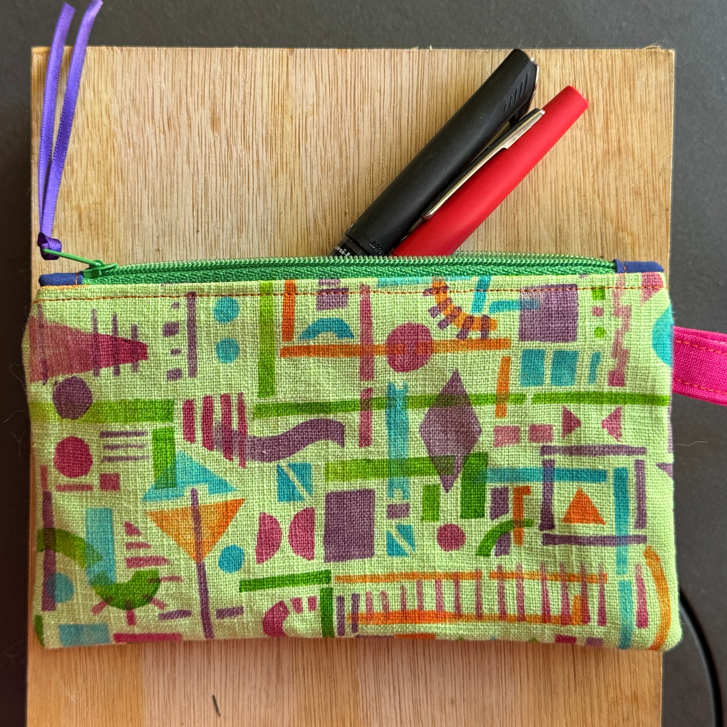 Geometric on Green Pencil Case