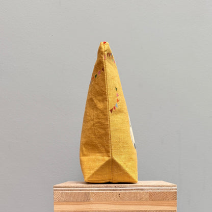 Doris and Stripes watch the Bunting with Boxed Base  on Yellow IV