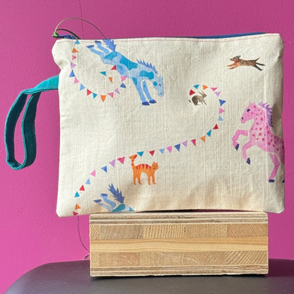 Blue and Pink Pony Purse Large