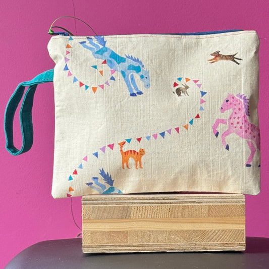 Blue and Pink Pony Purse Large