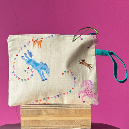 Blue and Pink Pony Purse Large