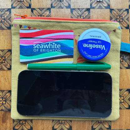 Doris and Stripes  watching the Bunting Purse on Yellow I