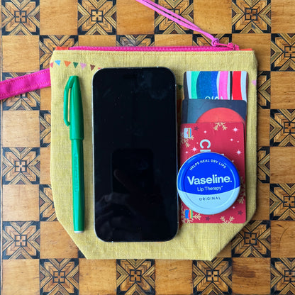 Doris and Stripes watch the Bunting with Boxed Base  on Yellow III