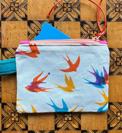 Swallows small Purse (Turquoise Tab)