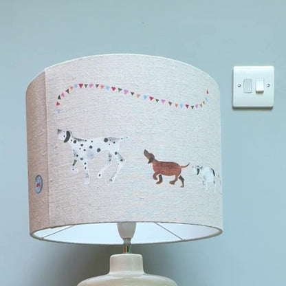 Doris and Friend's 30cm  Lampshade  handprinted on natural Linen