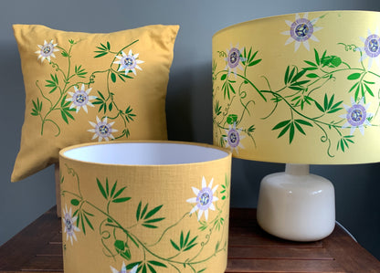 Passionflower Design Yellow Cushion Cover